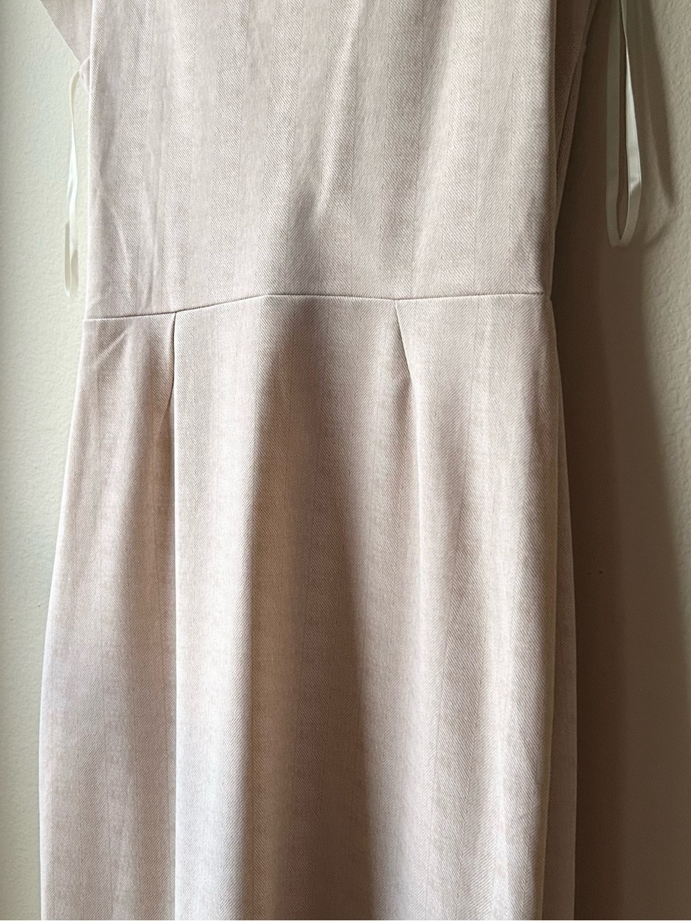 Chiara Boni La Petite Robe Draped Faux Wrap Dress Pullover Cream Chevron Sz XL - Picture 9 of 14